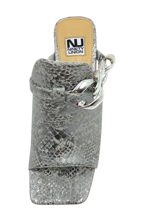 Ninety Union Ryder Open Toe Pump In Silver Snake