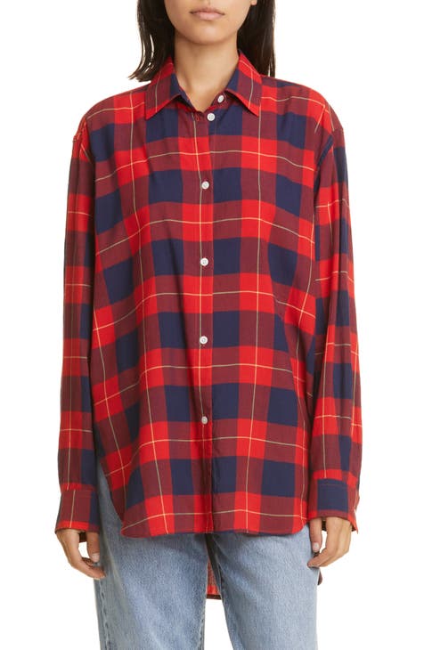 Collective Concepts, Tops, Atlanta Braves Mlb Red Plaid Long Sleeve Flannel  Shirt Size Small