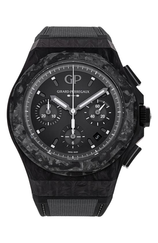 Shop Watchfinder & Co. Girard Perregaux  Laureato Rubber Strap Watch, 44mm In Grey