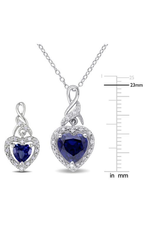 Delmar Lab-grown Blue Sapphire & Diamond Drop Earrings & Necklace Set In Blue