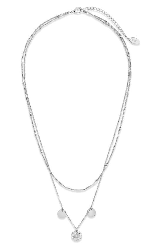 Sterling Forever Polaris Double Layer Charm Necklace In Silver