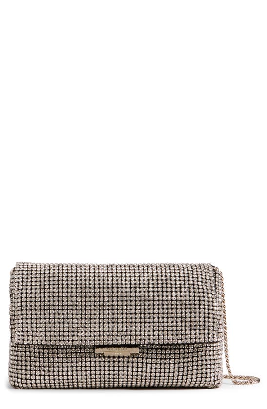 Ted Baker Glitzet Crystal Baguette Clutch In Silver