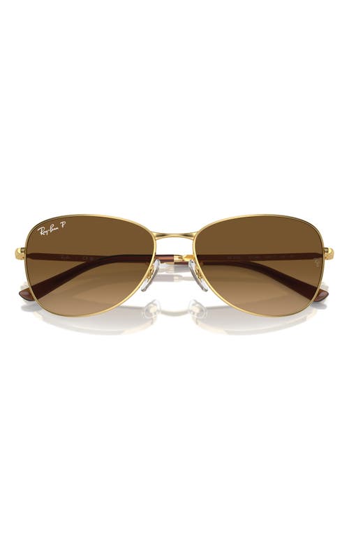 Shop Ray Ban Ray-ban 56mm Polarized Pilot Sunglasses In Gold/brown Grad