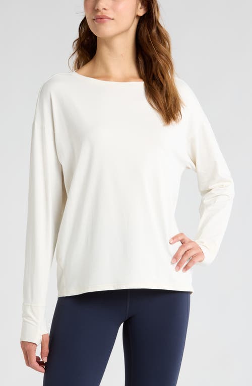 Shop Zella Equilibrium Cocoon Long Sleeve T-shirt In Ivory Egret