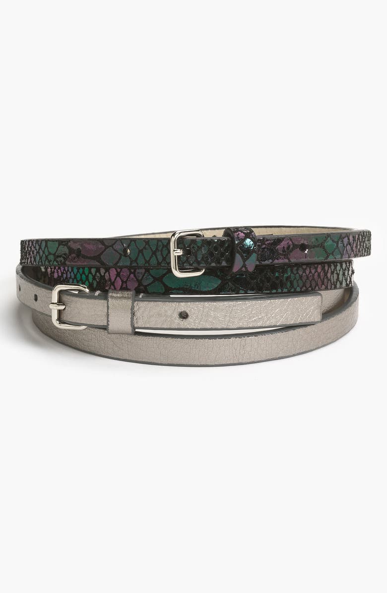 LODIS LOS ANGELES Lodis '2-Fer' Leather Belts, Main, color, PEWTER