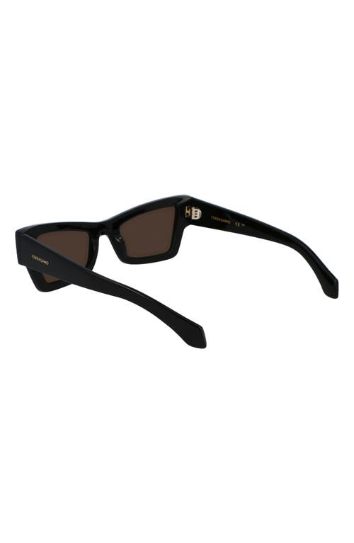 Shop Ferragamo Rivets 53mm Modified Rectangular Sunglasses In Black