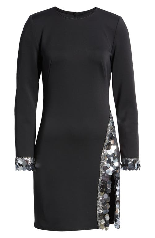 Sho By Tadashi Shoji Sequin Detail Long Sleeve Cocktail Dress In Black/platinum