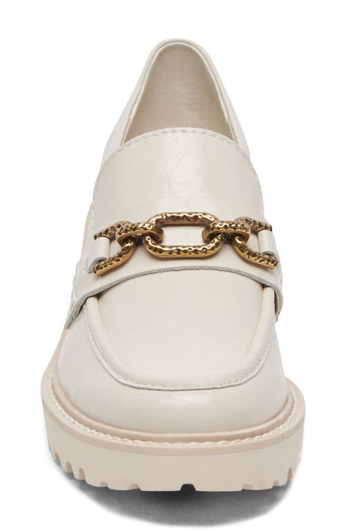 Dolce Vita Harlen Platform Loafer In Ivory Crinkle Patent