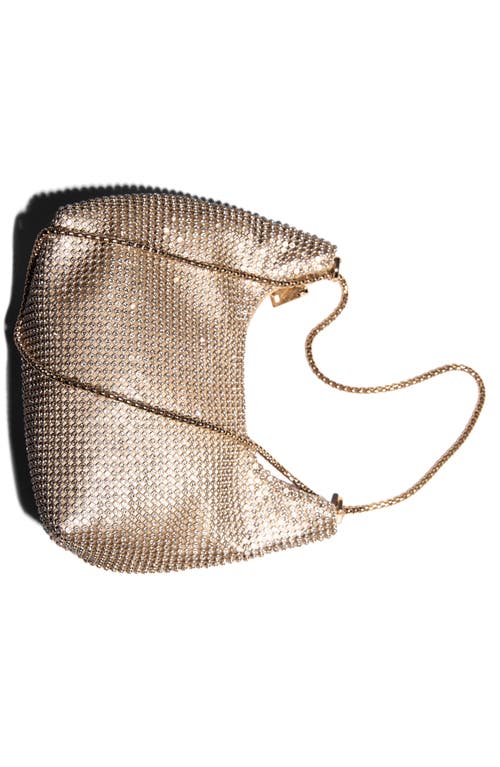 Mango Crystal Mesh Chain Strap Shoulder Bag In Gold