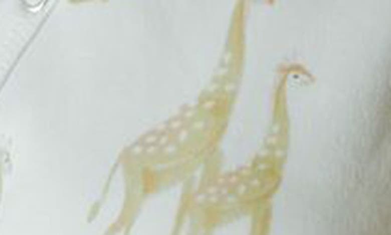 Shop Pehr Follow Me Giraffe Print Organic Cotton Romper In Yellow