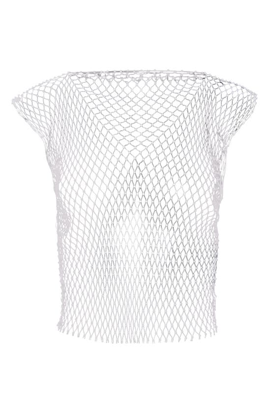 Shop Noisy May Xenia Rhinestone Sheer Net Top In Bright White Silver Stones