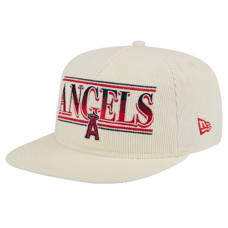 New Era Cream Los Angeles Angels Throwback Bar Golfer Corduroy Snapback Hat