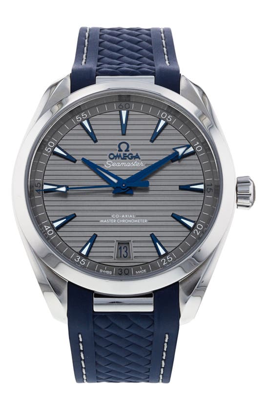 Shop Watchfinder & Co. Omega  2016 Seamaster Aqua Terra 150m Automatic Rubber Strap Watch, 41mm In Grey