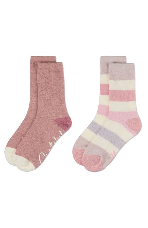 Memoi Assorted 2-pack Aloe Infused Crew Socks In Pink