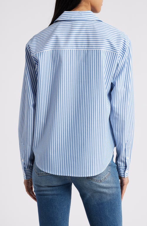BEACHLUNCHLOUNGE BEACHLUNCHLOUNGE IRENE RHINESTONE STRIPE COTTON BLEND BUTTON-UP SHIRT
