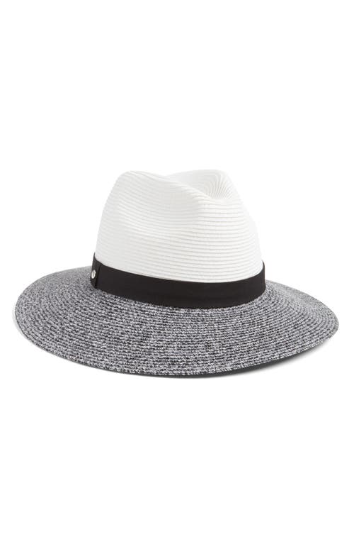 Packable Braided Paper Straw Panama Hat in White-Black Combo