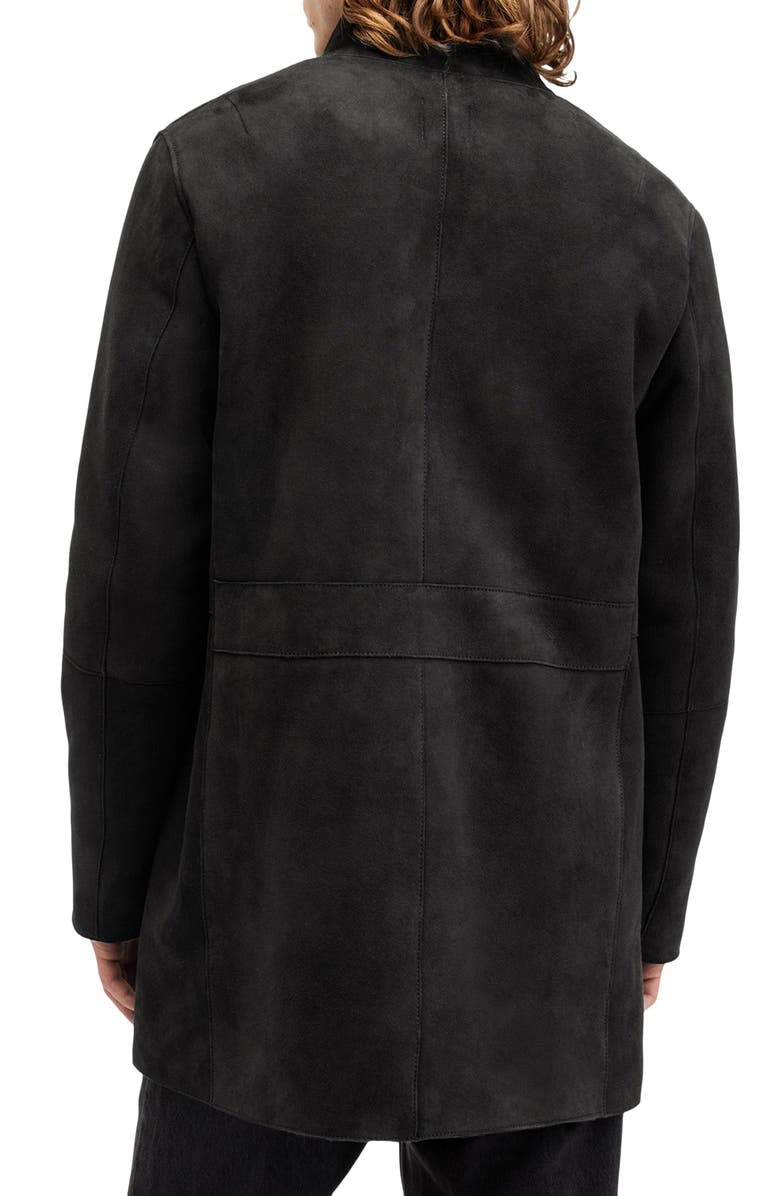 AllSaints Stride Funnel Neck Genuine Shearling Coat, Alternate, color, Twilight Black