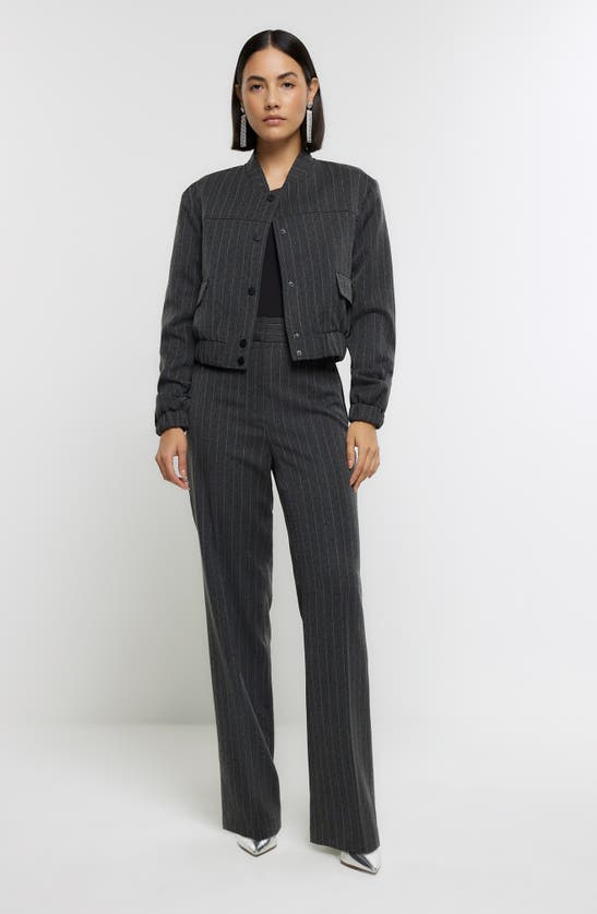 RIVER ISLAND RIVER ISLAND HEAT SEAL PINSTRIPE BOMBER JACKET