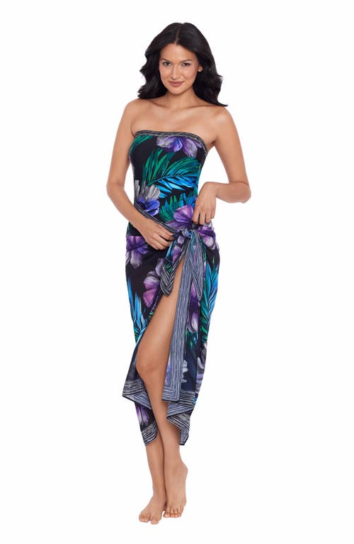 Shop Miraclesuit ® Flora Aura Cover-up Scarf Pareo In Black Multi