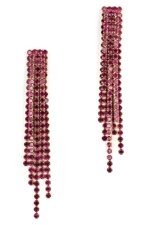 Shop Deepa Gurnani Elisa Crystal Linear Drop Earrings In Fuchsia