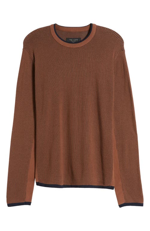 Rag & Bone Harvey Crewneck Cotton Sweater In Brown