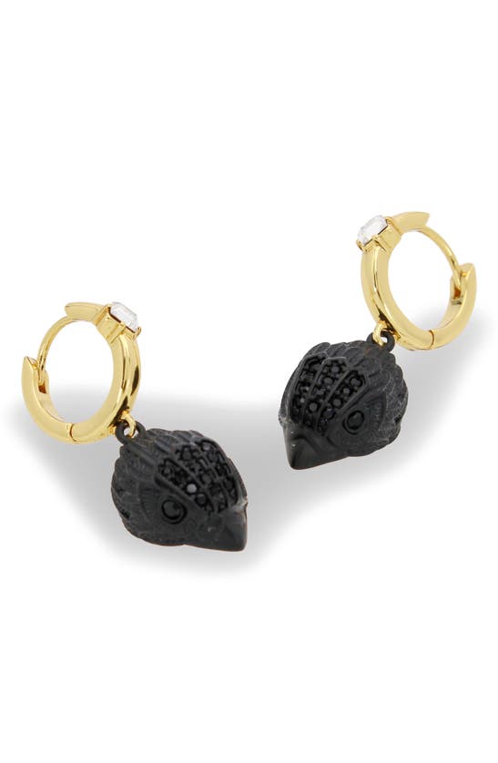 Shop Kurt Geiger London Eagle Drop Huggie Hoop Earrings In Black