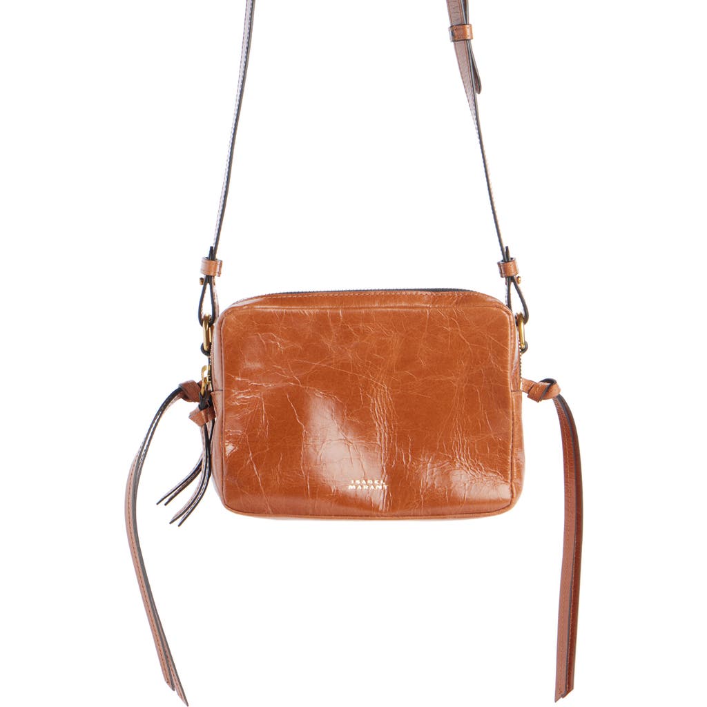 Isabel Marant Wardy Crinkle Leather Camera Bag In Cognac 50co