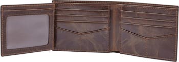 Fossil Brown Atlanta Braves Leather Derrick Front Pocket Bifold Wallet
