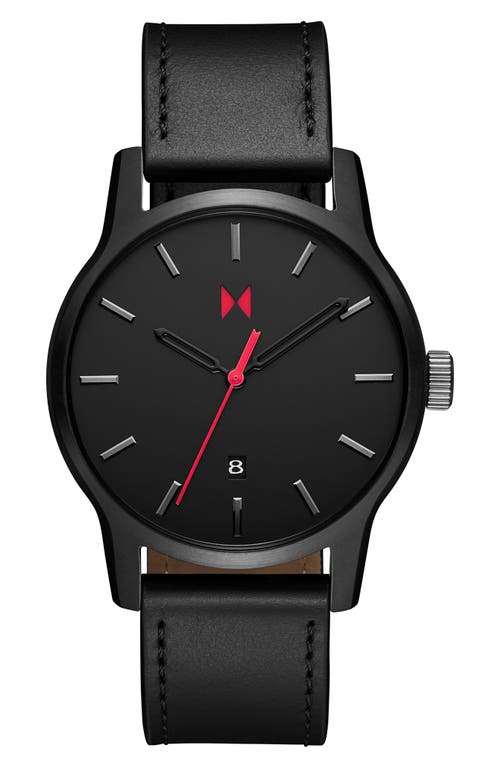 MVMT Classic II Leather Strap Watch, 44mm in Black 