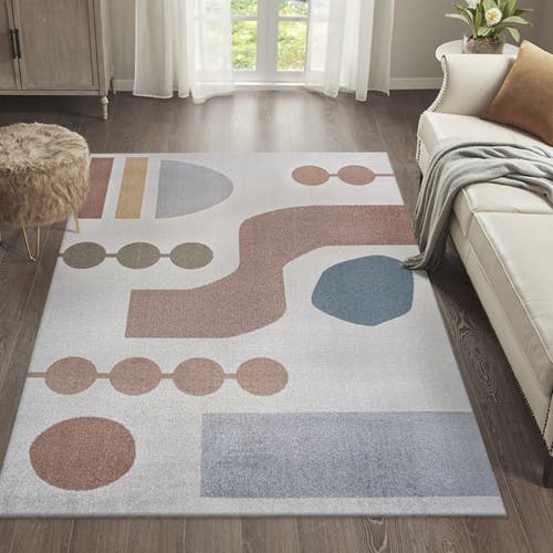 Jonathan Y Riley Abstract Coastal Contemporary Machine-washable Area Rug In Cream/multi