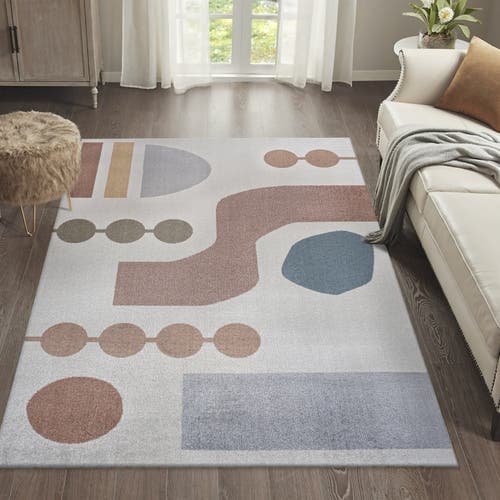 Shop Jonathan Y Riley Abstract Coastal Contemporary Machine-washable Area Rug In Cream/multi