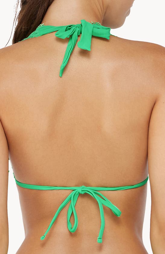 Shop Pq Swim Lace Triangle Bikini Top In Matcha