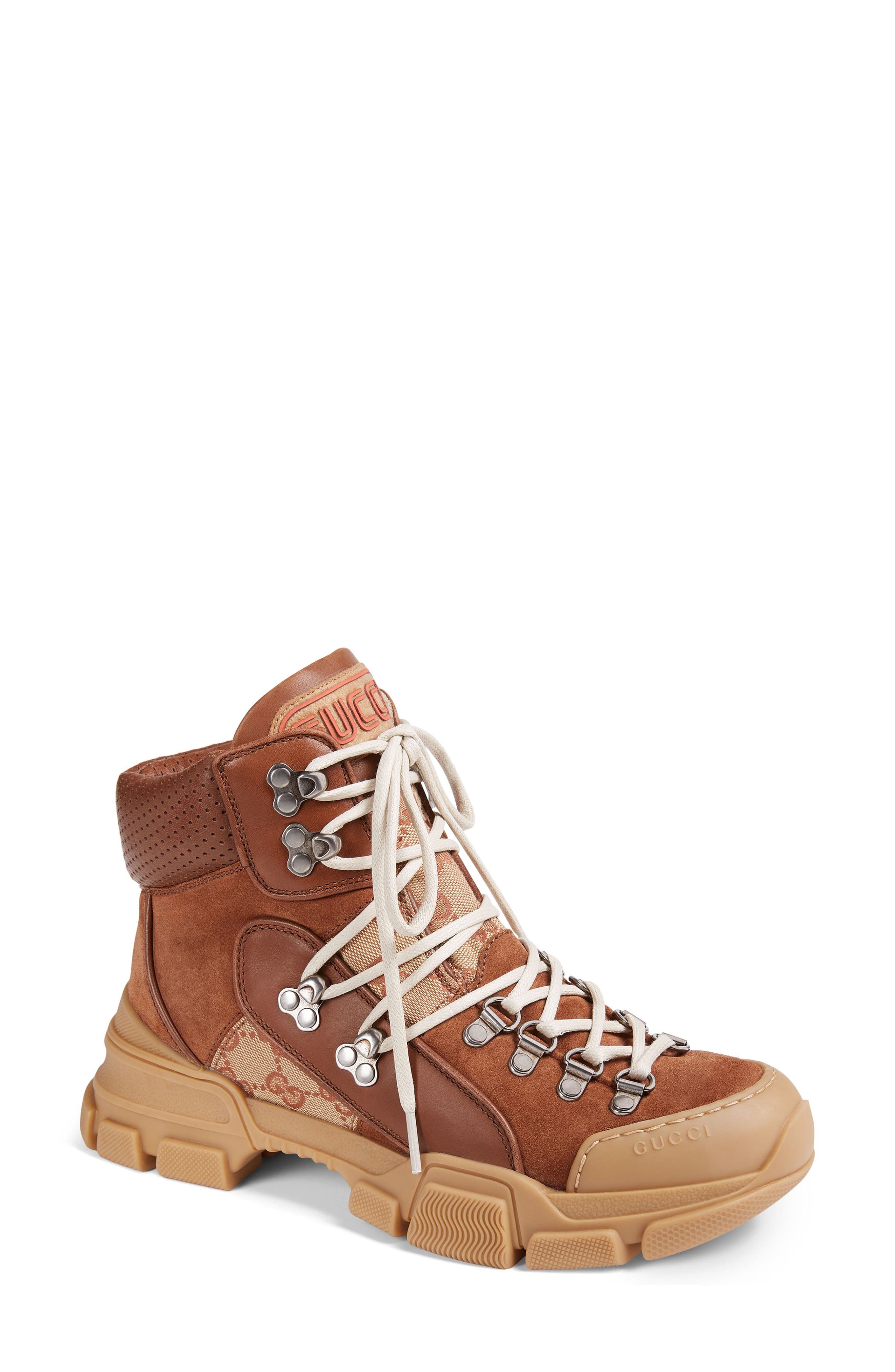 Gucci Lace-Up Boot, Brown