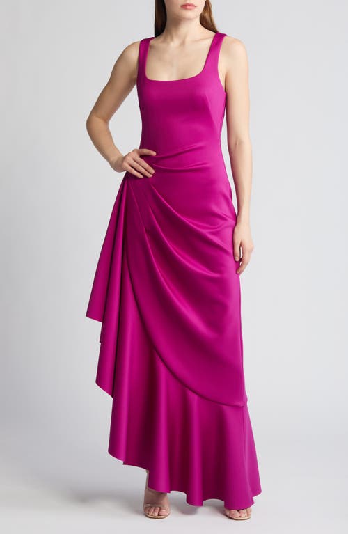 Jewel Sleeveless Gathered Evening Gown in Berry Plum