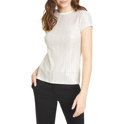 Ted Baker London Catrino Metallic Stripe Fitted Tee, (fits like 0-2 US) - White
