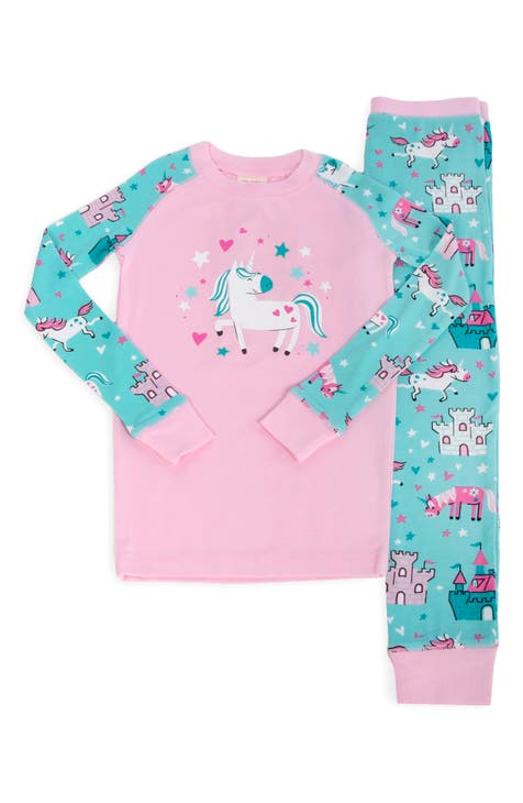Unicorn Print Kids Girls Pajamas Set Long Sleeve Tops + Jogger Pants Comfy  Loungewear Sleepwear