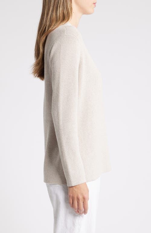 Shop Eileen Fisher Organic Cotton Open Front Cardigan In Dove