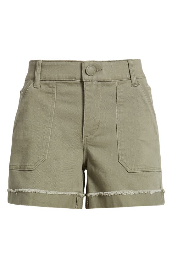 Wit & Wisdom 'ab'solution Frayed Patch Pocket High Waist Twill Shorts In Laurel Oak