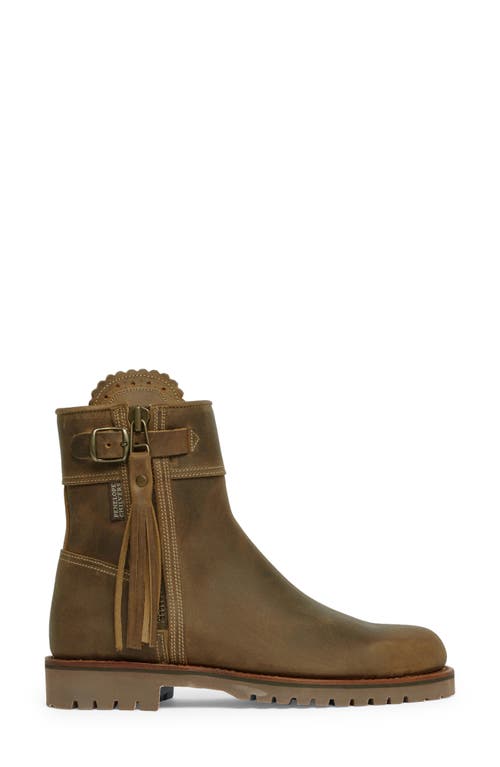 Crop Tassel Leather Boot in Biscuit