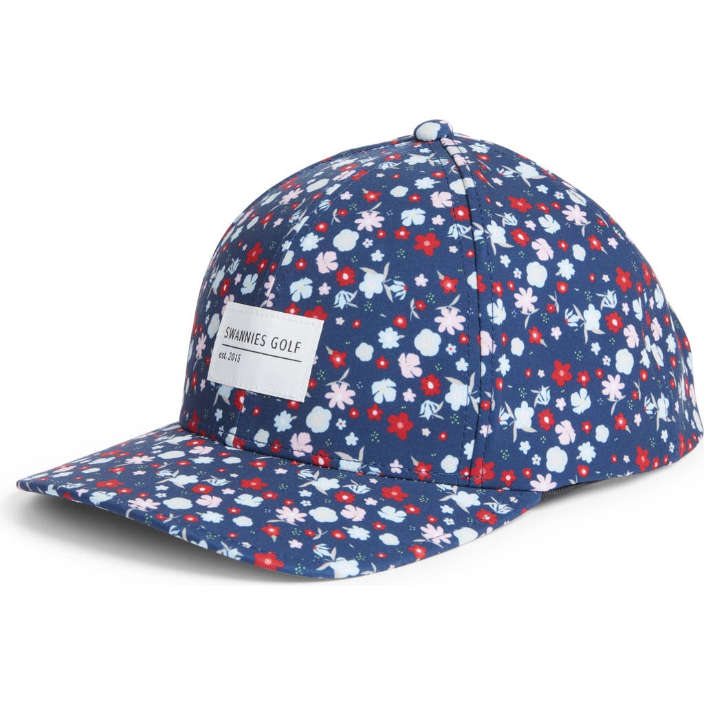 Shop Swannies Milholland Floral Water Repellent Stretch Baseball Cap In Navy
