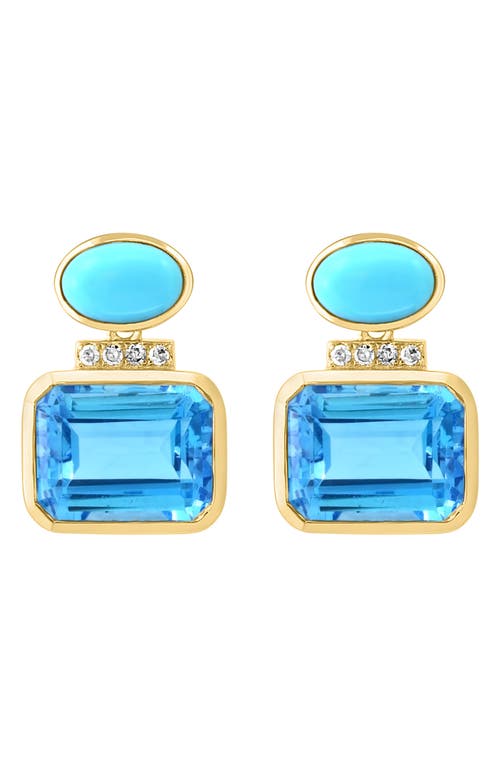 Effy Diamond, Blue Topaz & Turquoise Stud Earrings In Blue