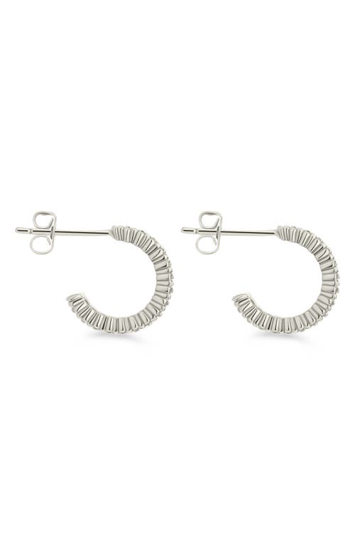 Sterling Forever Elora Pavé Cubic Zirconia Huggie Hoop Earrings In Silver/green