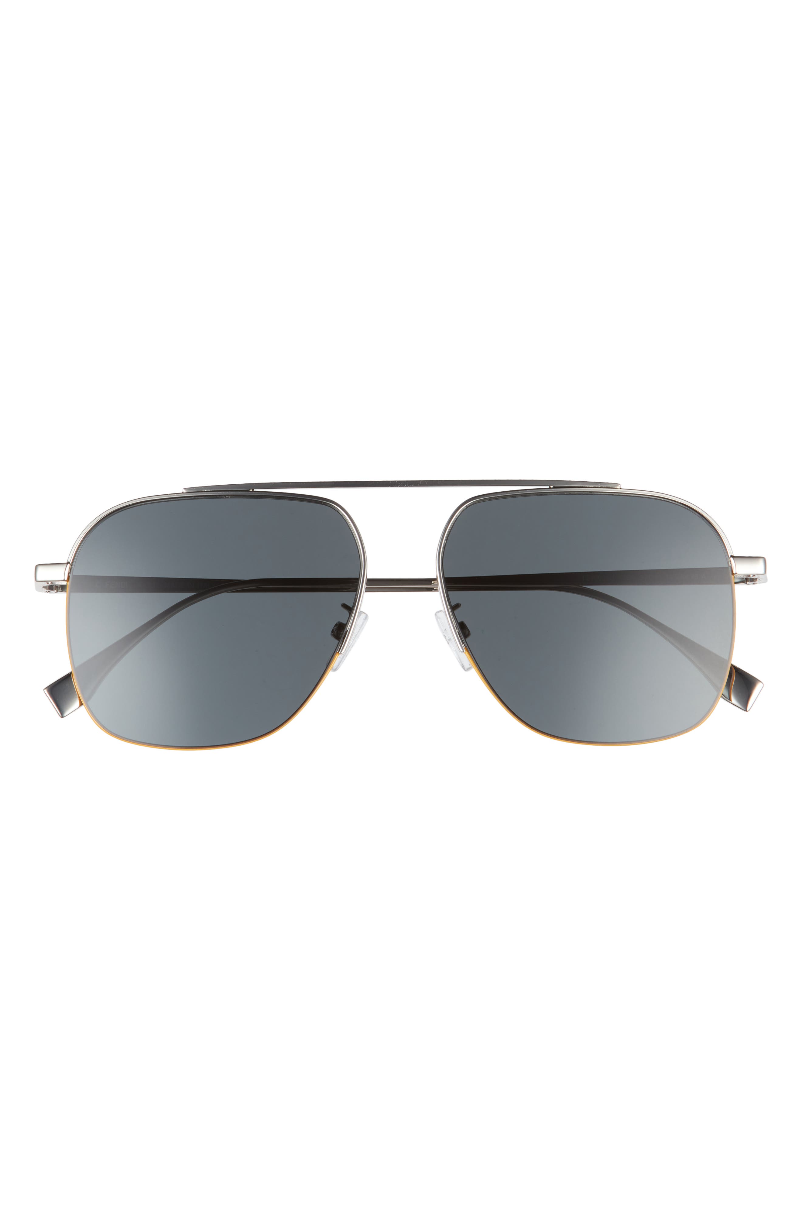 Fendi 55mm Aviator Sunglasses in Shiny Palladium /Smoke at Nordstrom