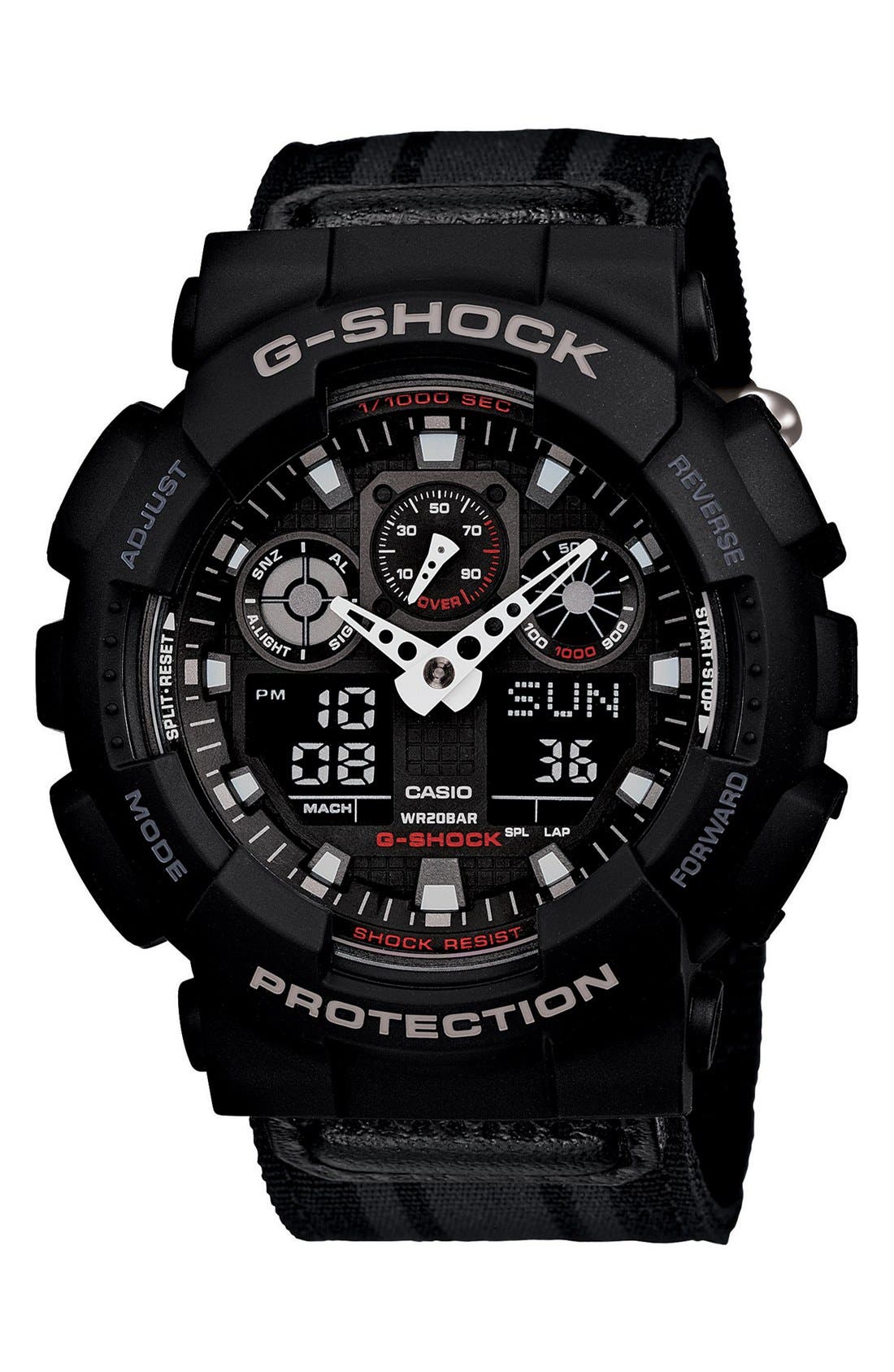 GShock 'XL AnaDigi' Nylon Strap Watch, 55mm Nordstrom