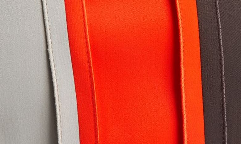 Shop Bottega Veneta Bias Stripe Midi Dress In Grey/ Orange Multicolor