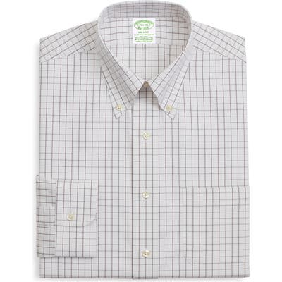 Brooks Brothers Milano Trim Fit Stretch Windowpane Dress Shirt