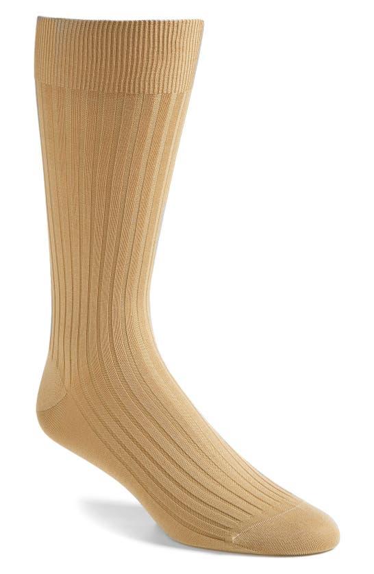 Shop Pantherella Cotton Blend Mid Calf Dress Socks In Light Khaki 08