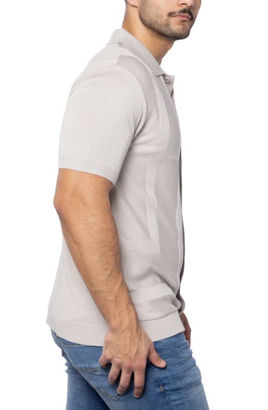 Spring + Mercer Textured Short Sleeve Button-up Sweater In Oatmeal
