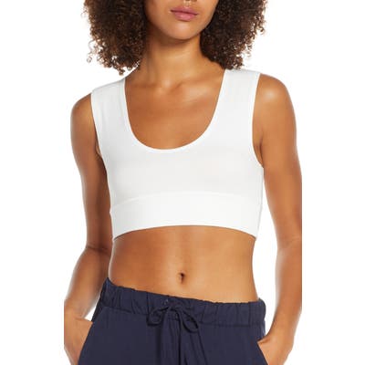 Groceries Apparel Gemini Stretch Organic Cotton Crop Top, White