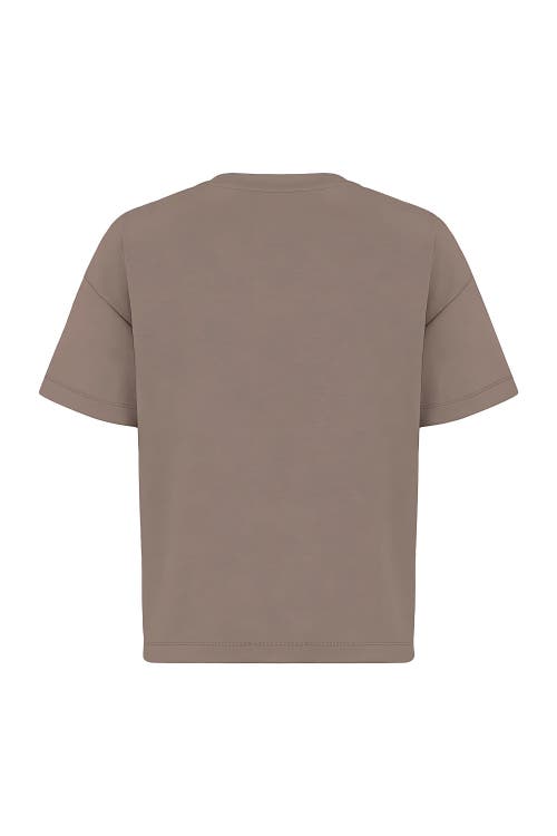 Shop Nocturne Logo Designed Basic T-shirt In Dark Beige